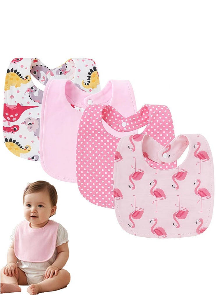 الوجبة مجموعة مرايل أطفال من 4 قطع، مصنوعة من القطن 100%، قابلة للتعديل، ماصة، مناسبة للأولاد والبنات، مرايل للجنسين، للأطفال الرضع والأطفال الصغار للتغذية والتسنين، مقاومة للبقع وجيدة التهوية - Image 1